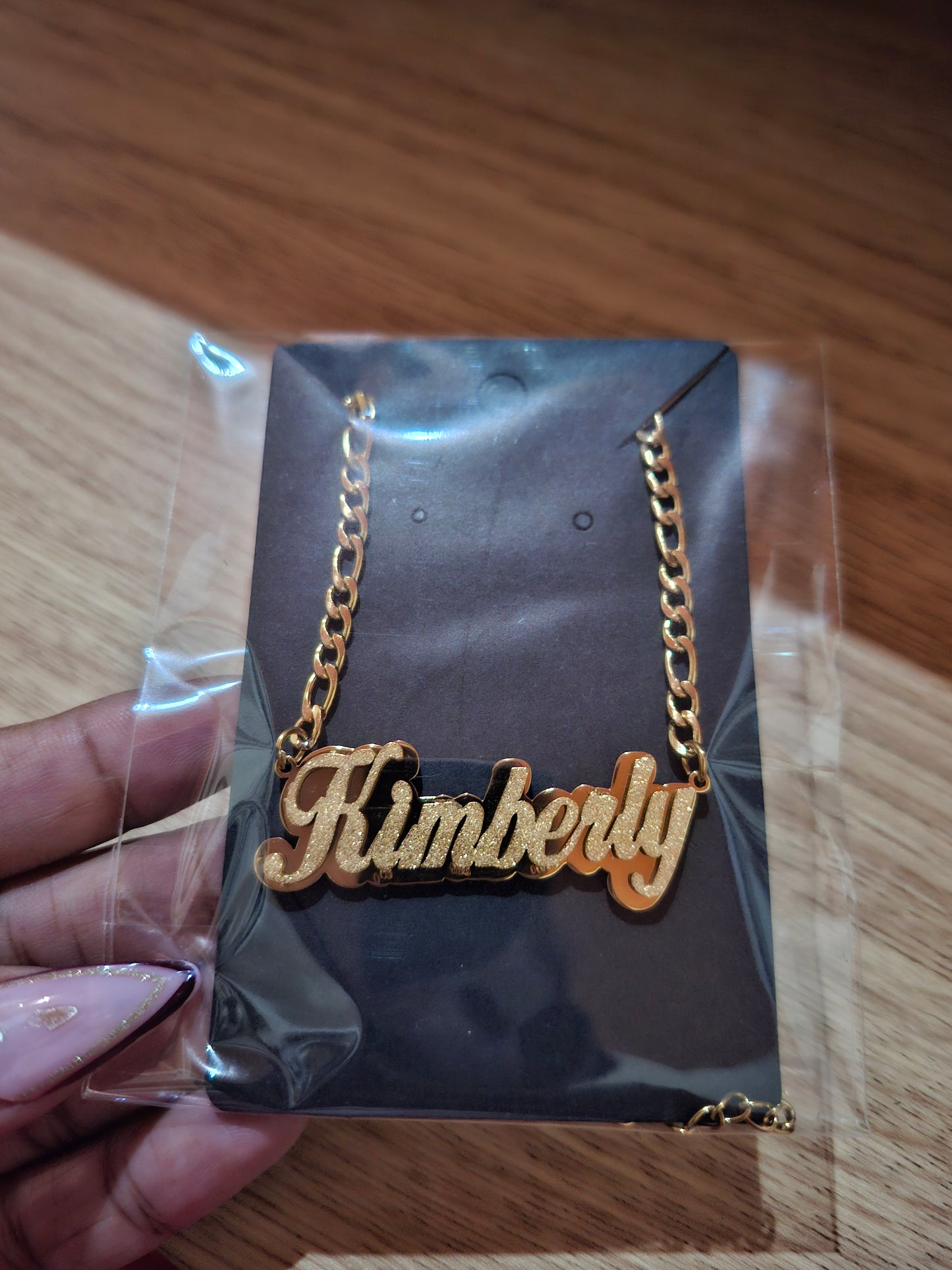 Frosted Name plate, stainless steel Necklace. MJ144