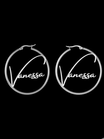 Custom Name Earring ,30mm Hoop Earrings Stainless Steel(MJ100)