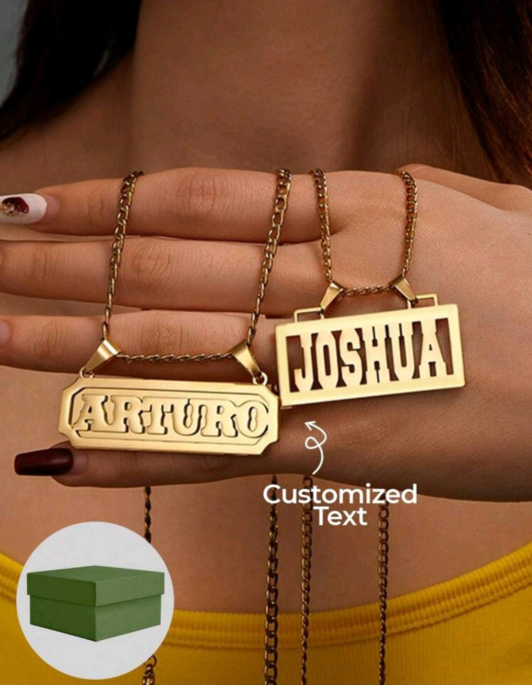 18k Gold-Plated Stainless, Nameplate Necklaces.
