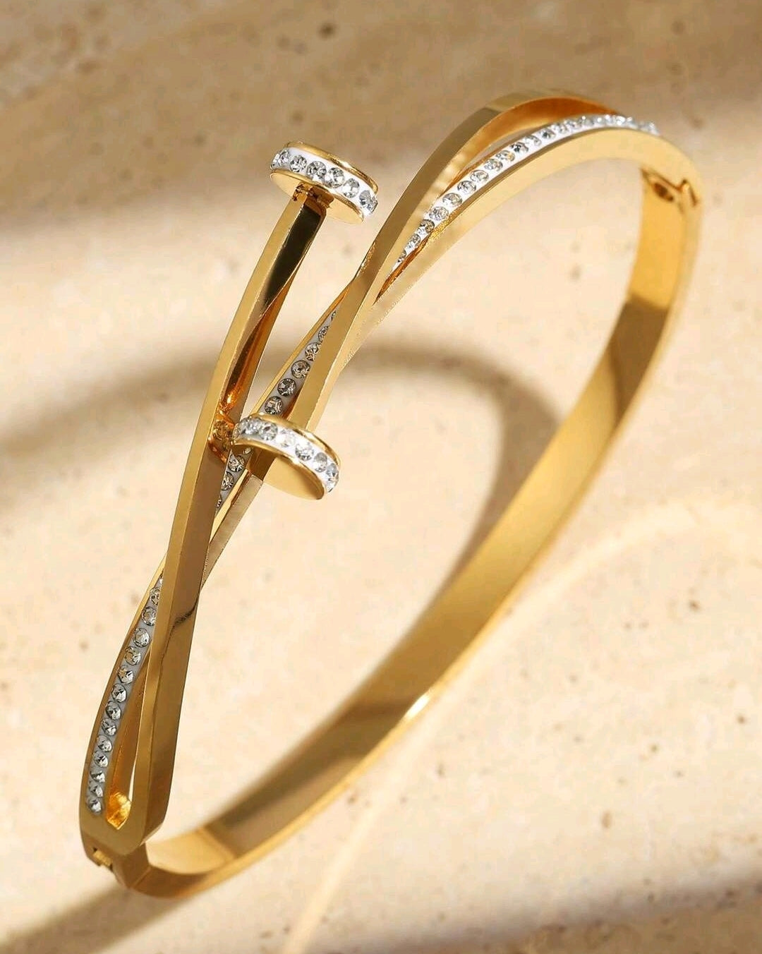 2pcs Stainless Steel,Gold Plated Heart Shaped,Waterproof Non-Fading Bracelet