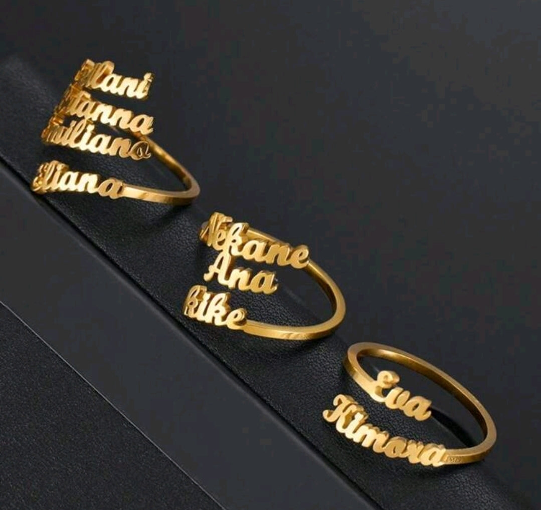 Custom 1-4 Names Ring,Stainless Steel, Adjustable Size