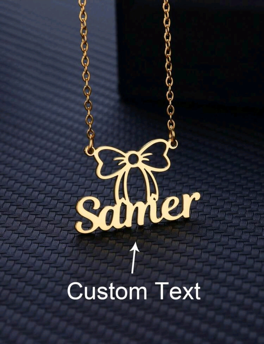 Custom Bowknot Name Necklaces,Stainless Steel Customized Pendant Necklace