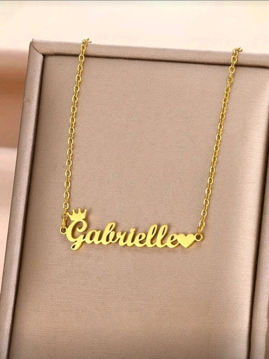 Heart ,crown Name Necklaces,Stainless Steel Customized Pendant Necklace MJ148