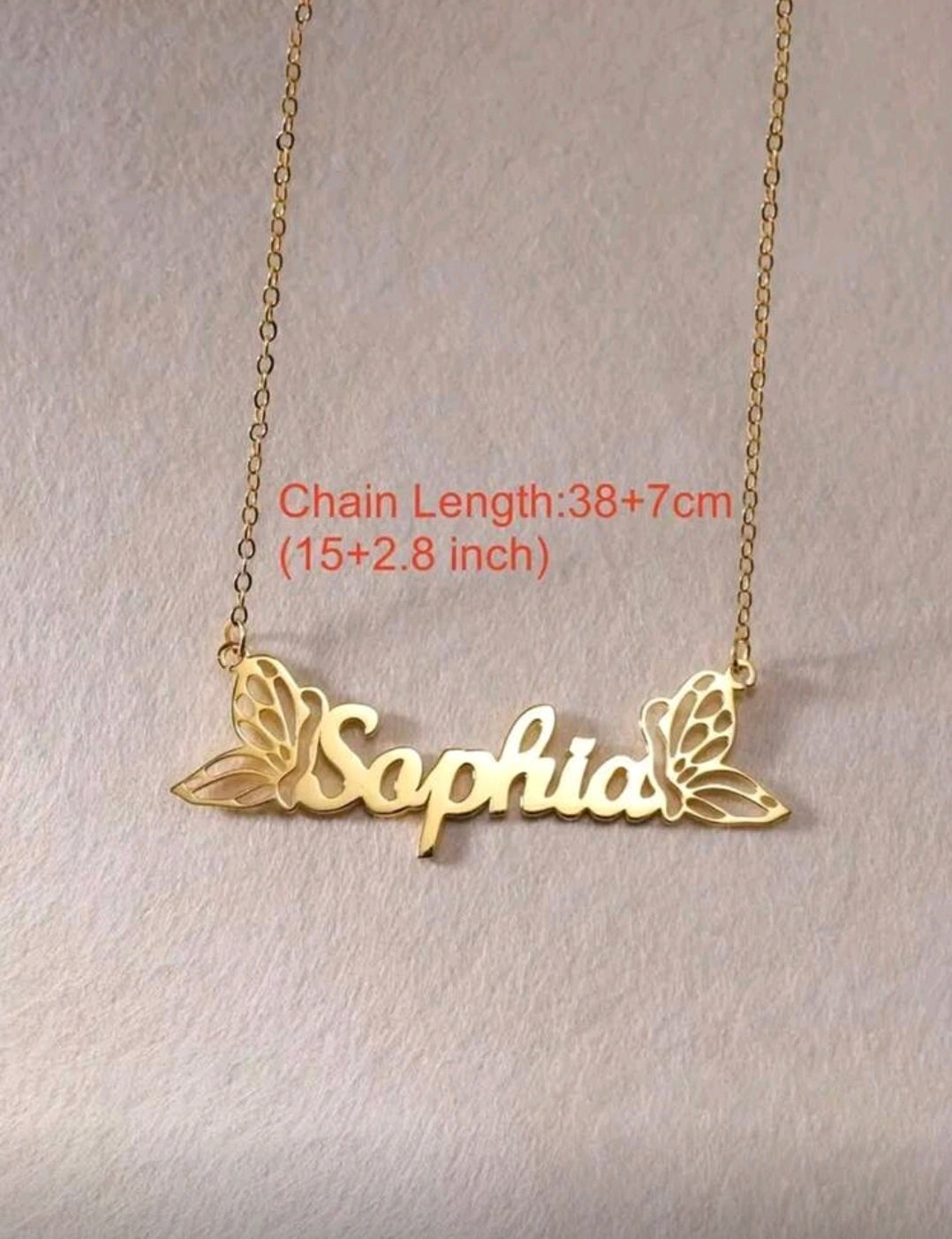 Double butterfly, Name Necklaces,Stainless Steel Customized Pendant Necklace MJ150
