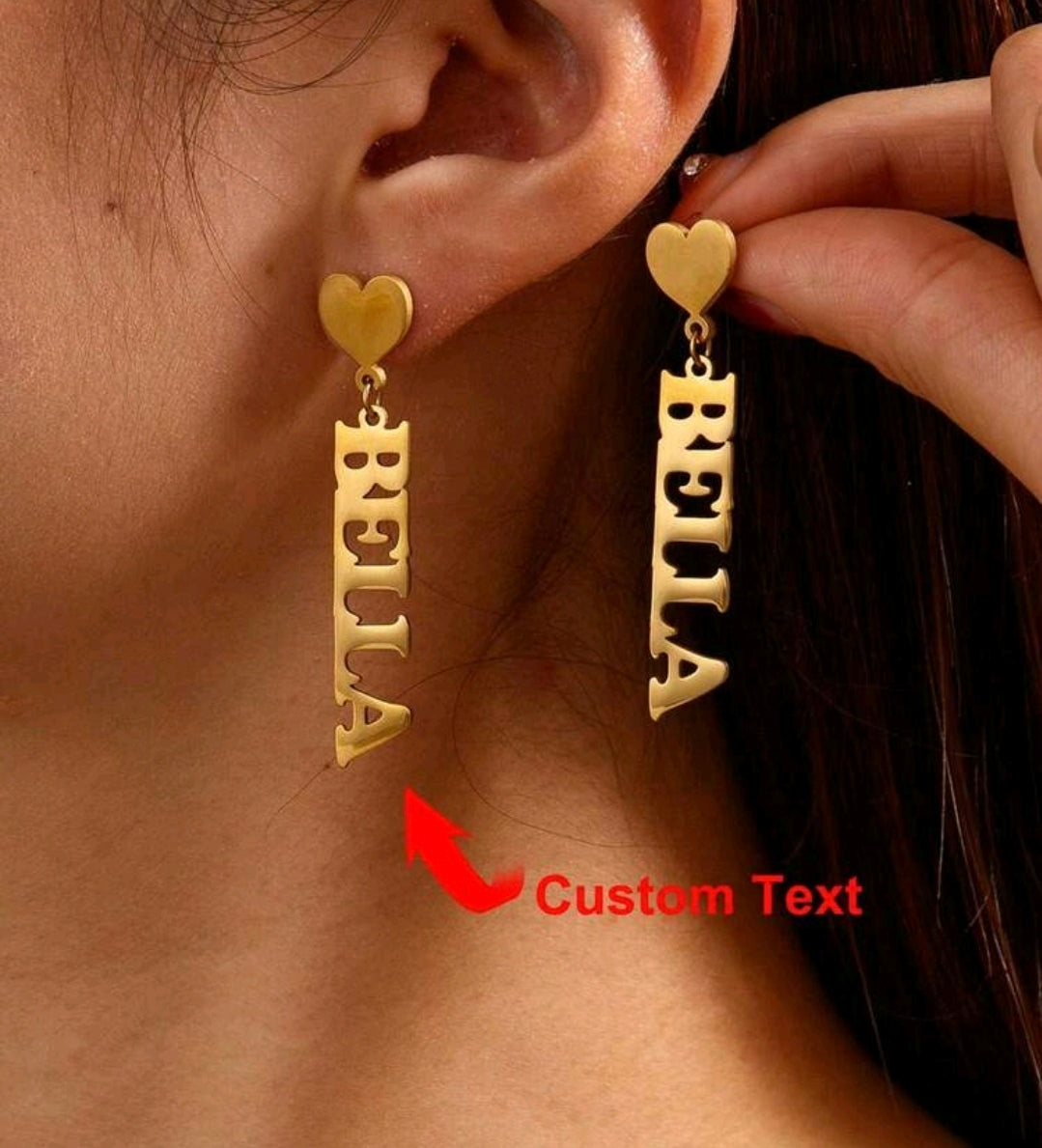 Stainless steel ,Stopper back, heart hanging earrings.