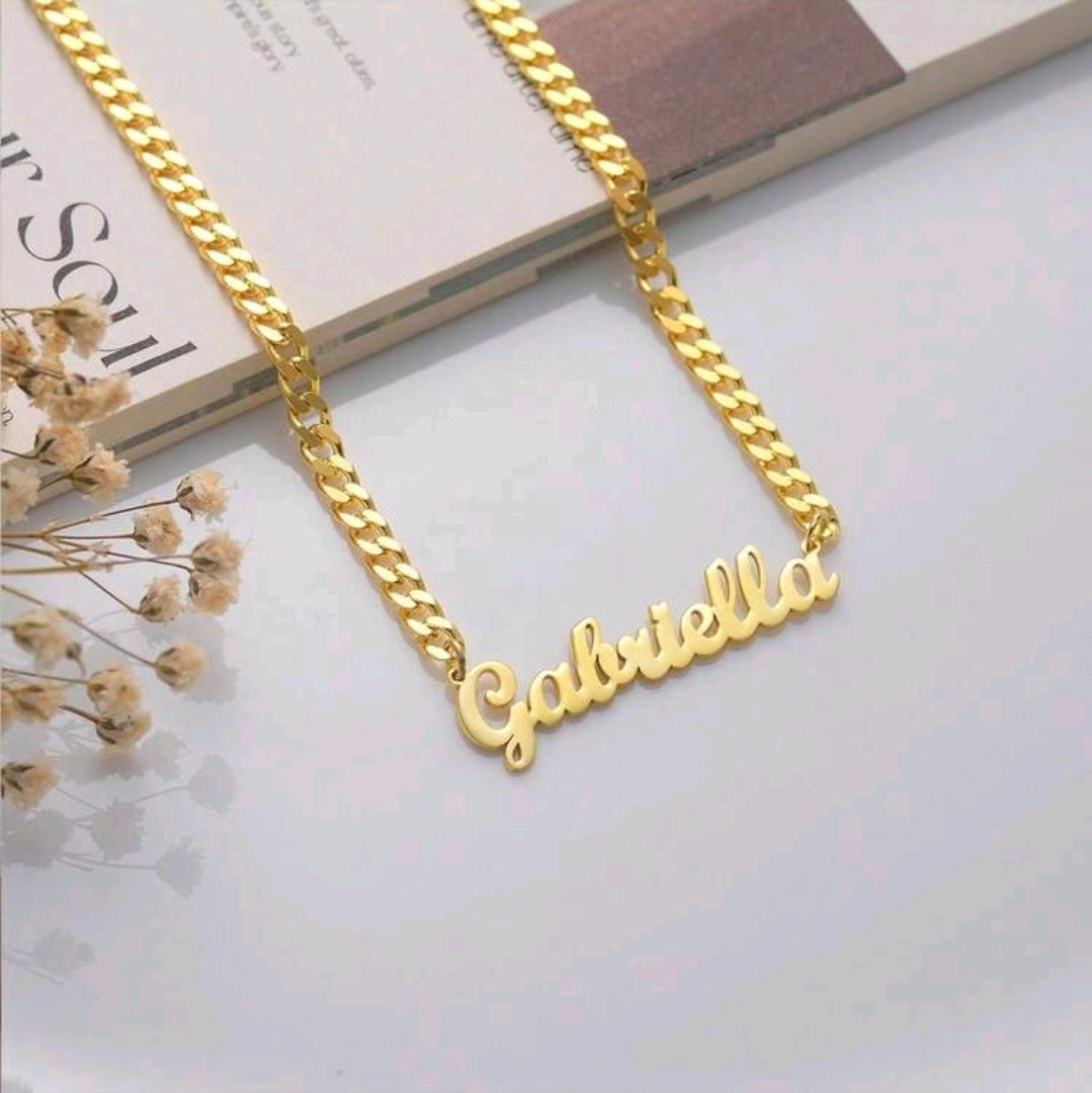Custom Name Necklace With curb link chain, Stainless Steel