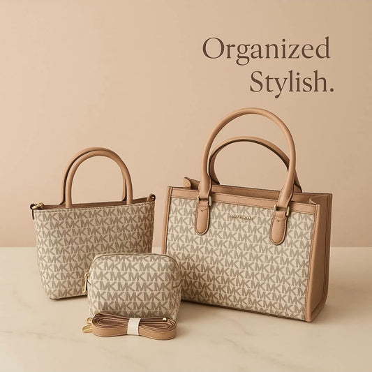 Micheal kors, 3 piece hand bags. Whatsapp 476-1357 to order.