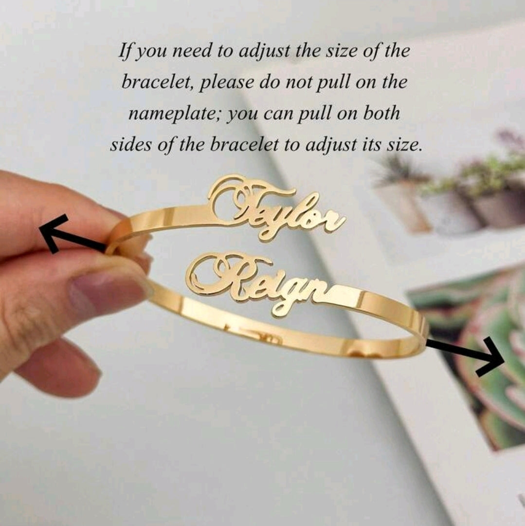 Personalized Names ,18k Gold-Plated ,Stainless Steel, bangle