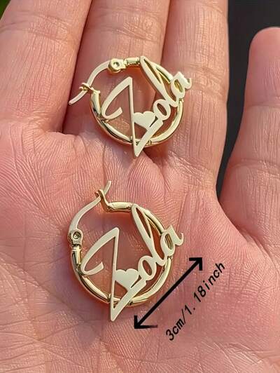 Stainless Steel Name Hoop Earrings(MJ109)