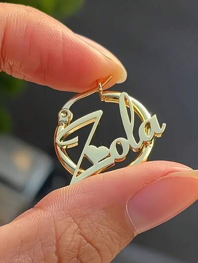 Stainless Steel Name Hoop Earrings(MJ109)