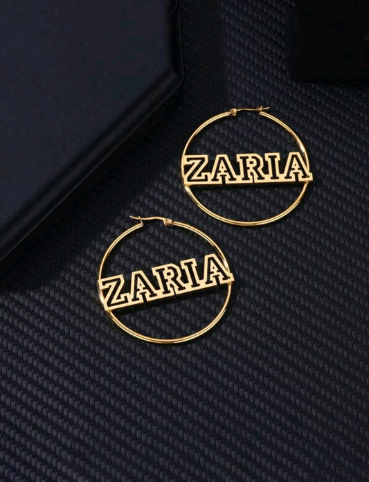 Custom Hollow, Name Hoop Earrings For Women,Girls Personalized 30-70mm Diameter Stainless Steel Earrings Minimalist Customized Earrings(MJ136)