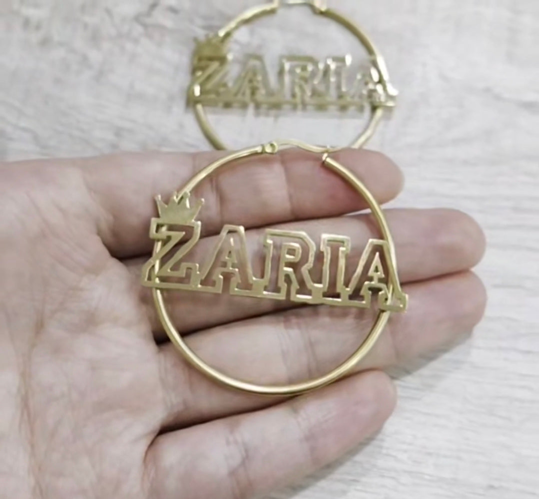 Custom Hollow, Name Hoop Earrings For Women,Girls Personalized 30-70mm Diameter Stainless Steel Earrings Minimalist Customized Earrings(MJ136)