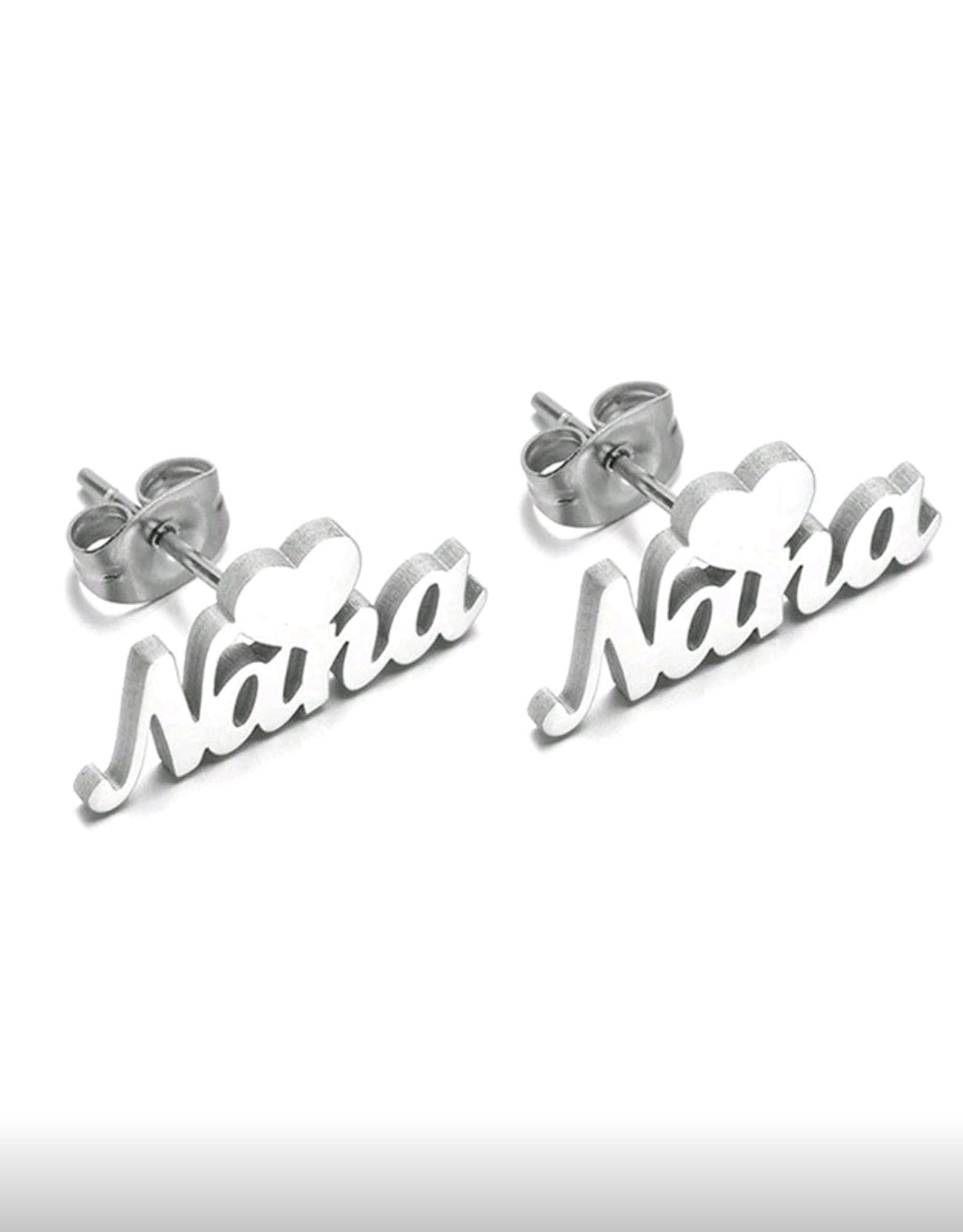 Stainless steel, Stopper back ,heart earrings.(10 letter max). MJ159