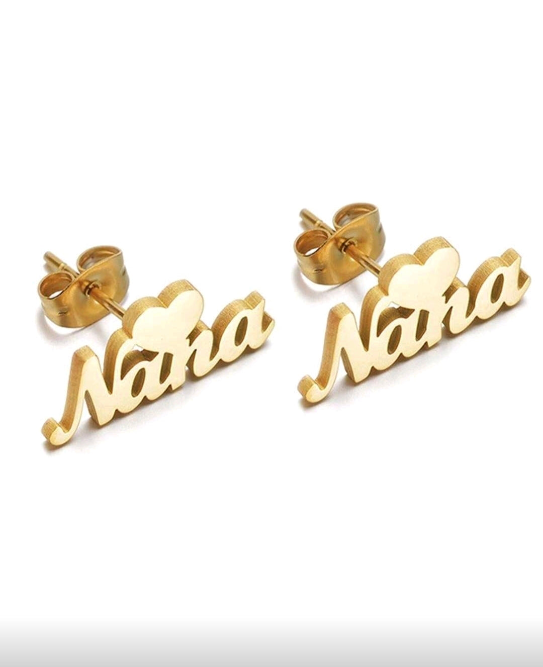Stainless steel, Stopper back ,heart earrings.(10 letter max). MJ159