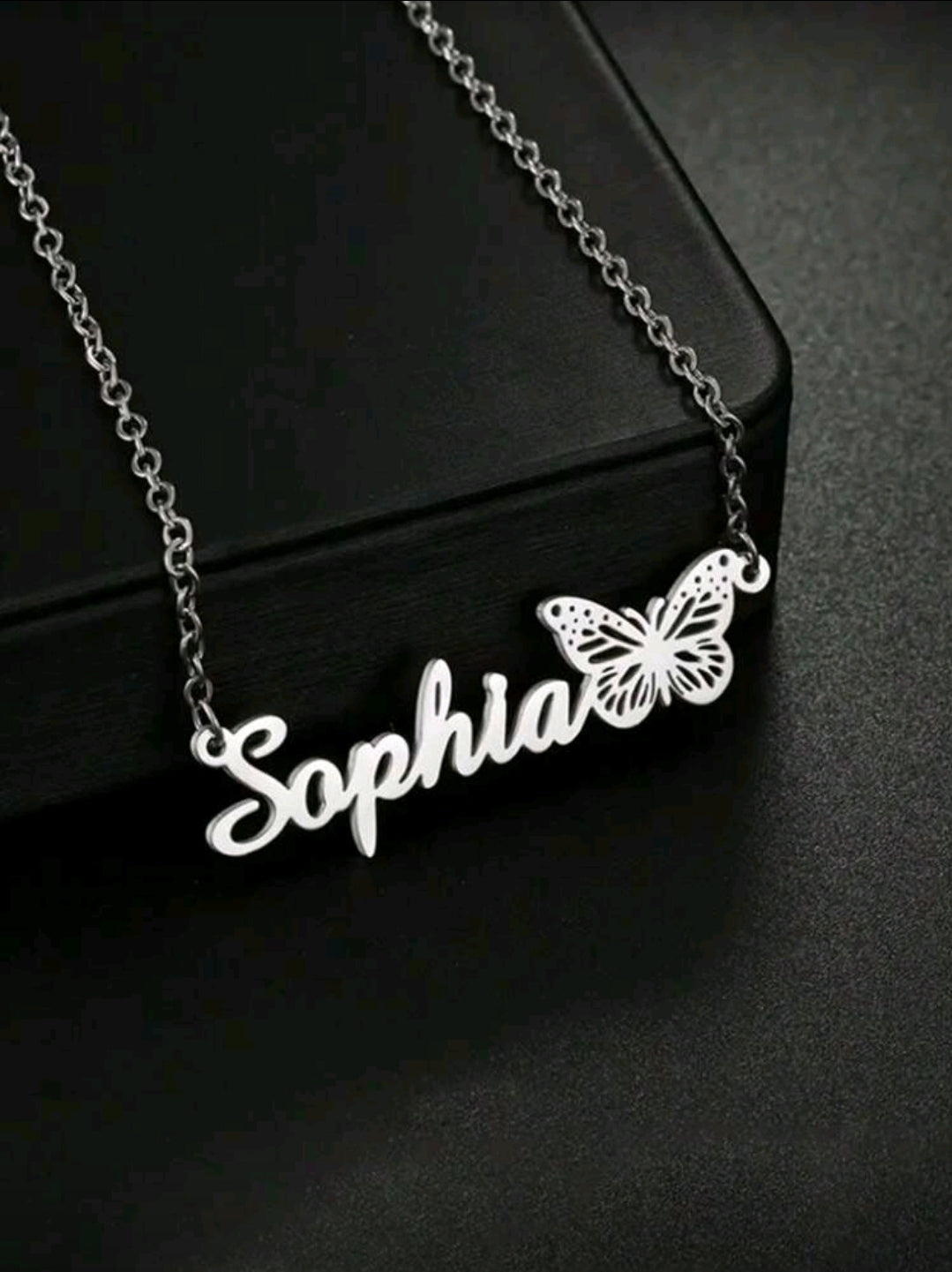 Butterfly name  necklace.Stainless steel.[MJ053]