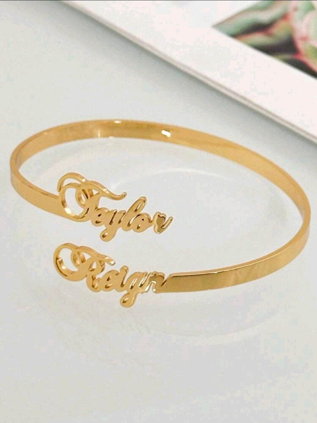 Personalized Names ,18k Gold-Plated ,Stainless Steel, bangle