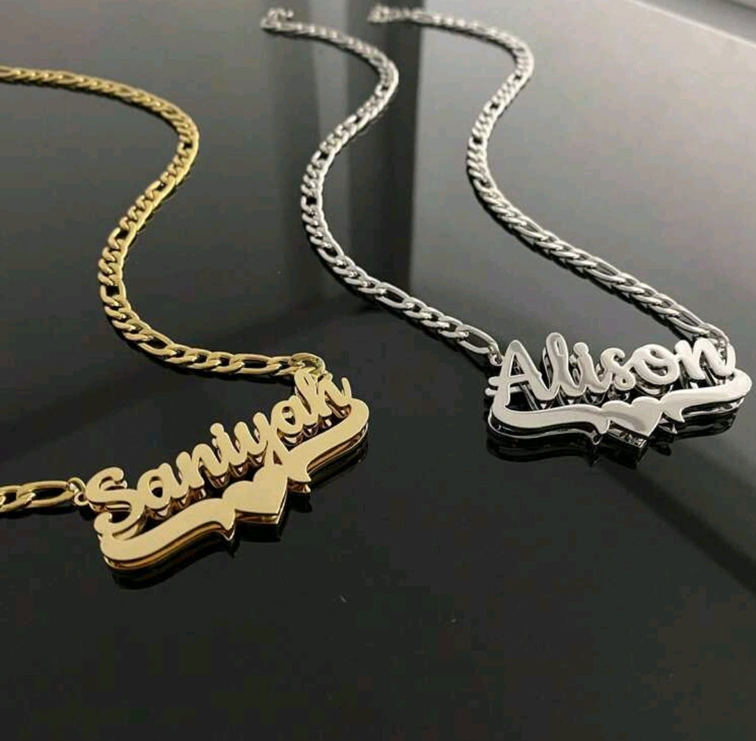 Personalized, double layer, heart,stainless steel clavicle necklace.No plating.[MJ036]