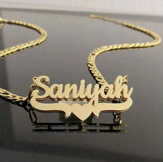 Personalized, double layer, heart,stainless steel clavicle necklace.No plating.[MJ036]