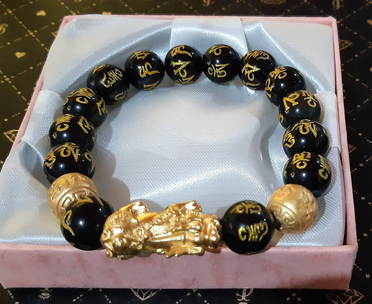 12mm black obsidian, pixiu bracelets