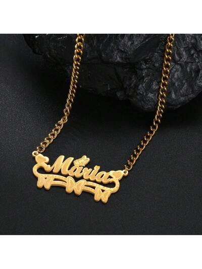 Personalized Custom Name Necklace ,Stainless Steel Heart Engrave Nameplate Link Chain (MJ106)