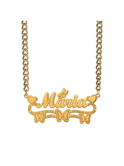 Personalized Custom Name Necklace ,Stainless Steel Heart Engrave Nameplate Link Chain (MJ106)