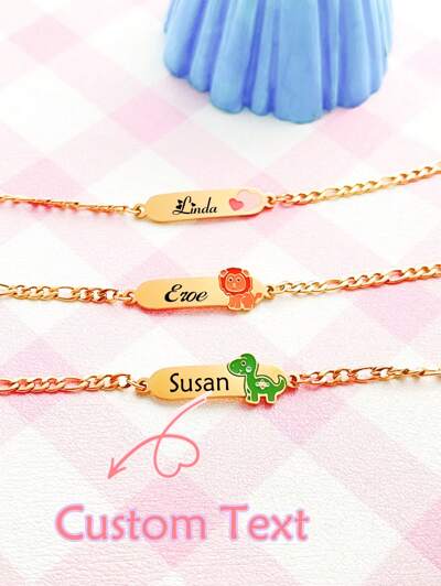 Drip-Oil Little Lion, Dinosaur, Heart Stainless Steel Bracelet (MJ110)