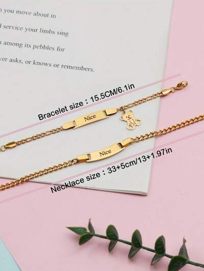 Customized children's bracelet & necklace set, Cute Teddy Bear bracelet charm.(MJ116)