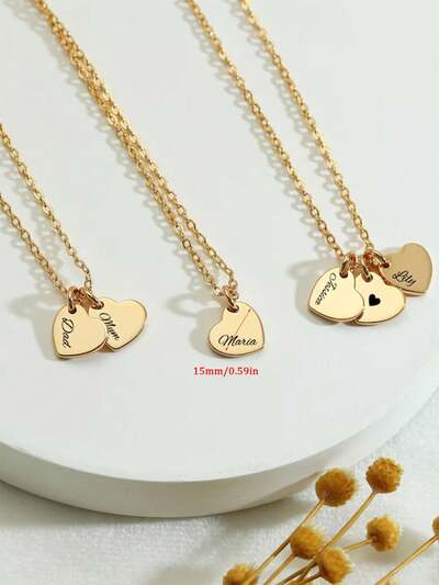 Customized Necklace Personalized Heart Pendant Engraved Name Necklace(MJ117)