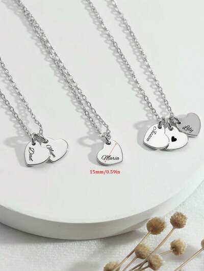 Customized Necklace Personalized Heart Pendant Engraved Name Necklace(MJ117)