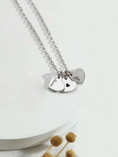 Customized Necklace Personalized Heart Pendant Engraved Name Necklace(MJ117)