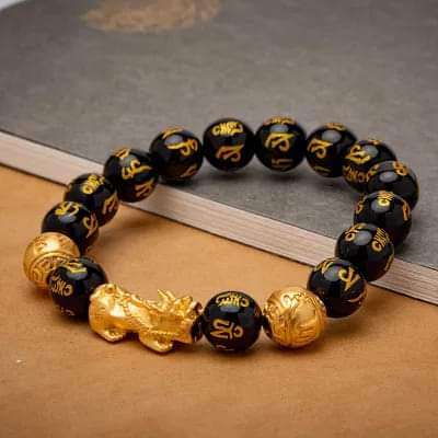 12mm black obsidian, pixiu bracelets