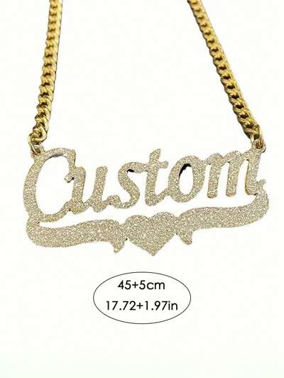 Stainless Steel Gold, Frosted Name Necklace (MJ107)