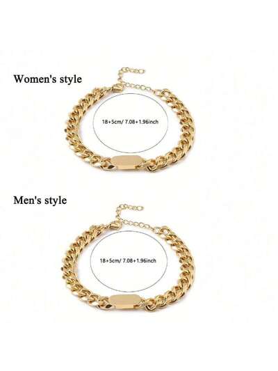 Custom Name Bracelets For Men And Women Classic Stainless Steel Square Thick Chain Bracelet Customized Engraved Names (MJ113)