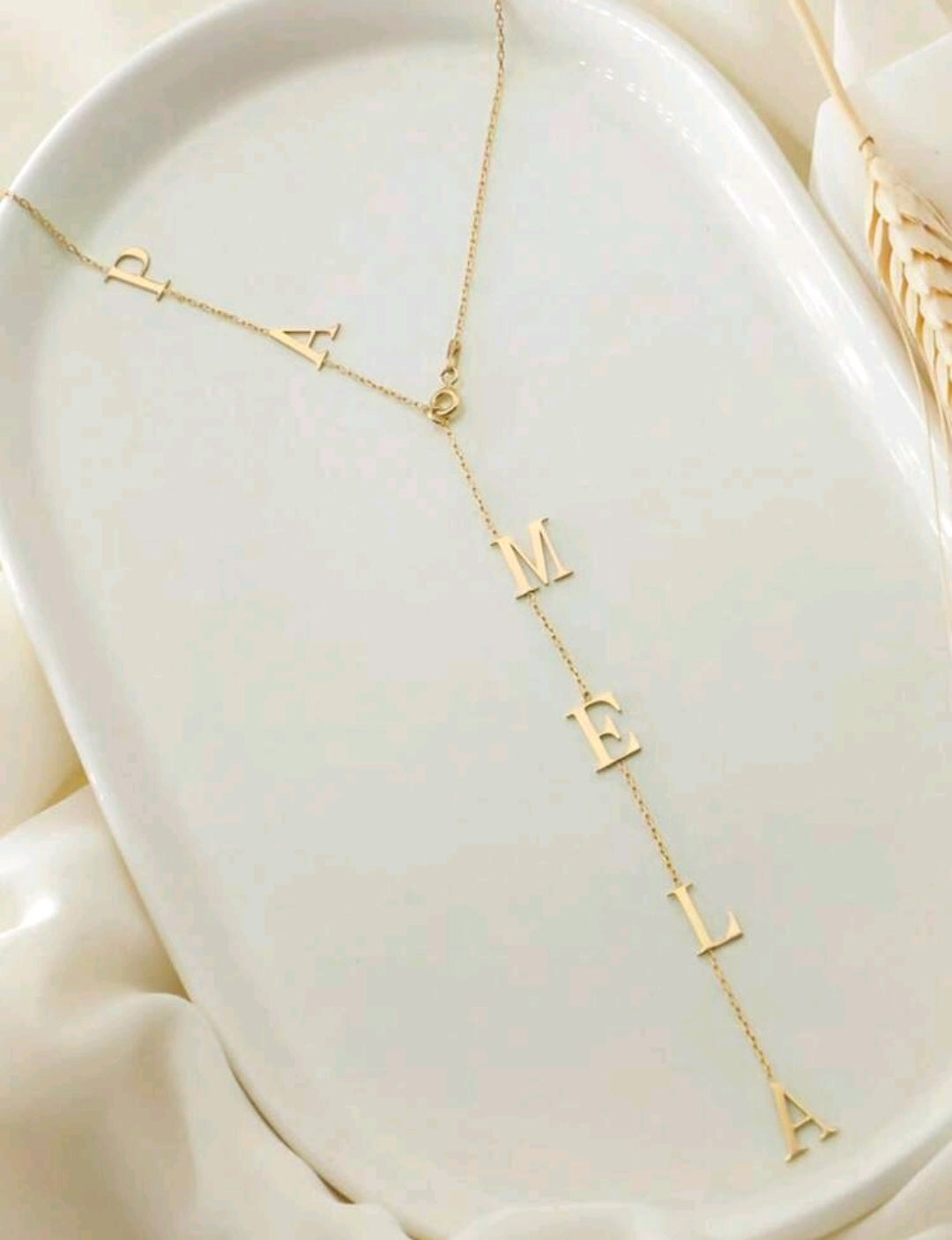 Lariat Necklace, Dainty Drop Name Necklace, Long Y Necklace[MJ007]