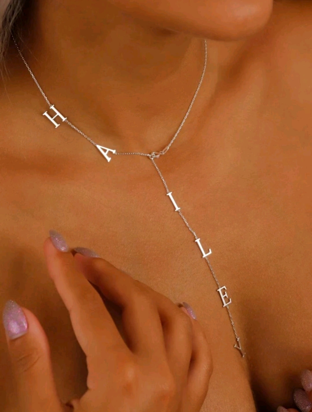 Lariat Necklace, Dainty Drop Name Necklace, Long Y Necklace[MJ007]