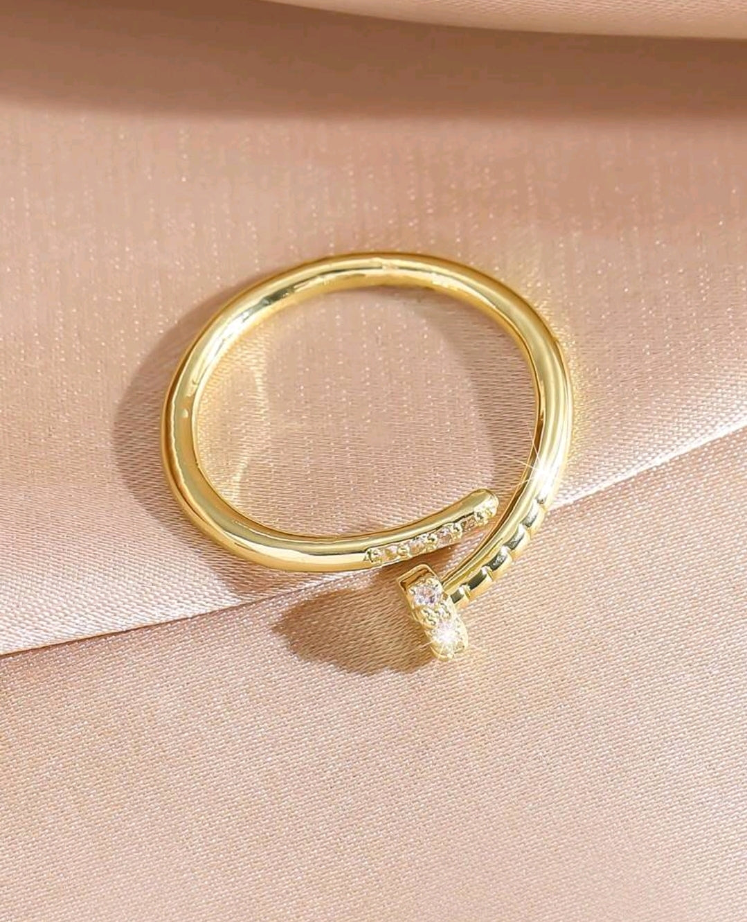 Golden Nail Adjustable Zirconia Ring.