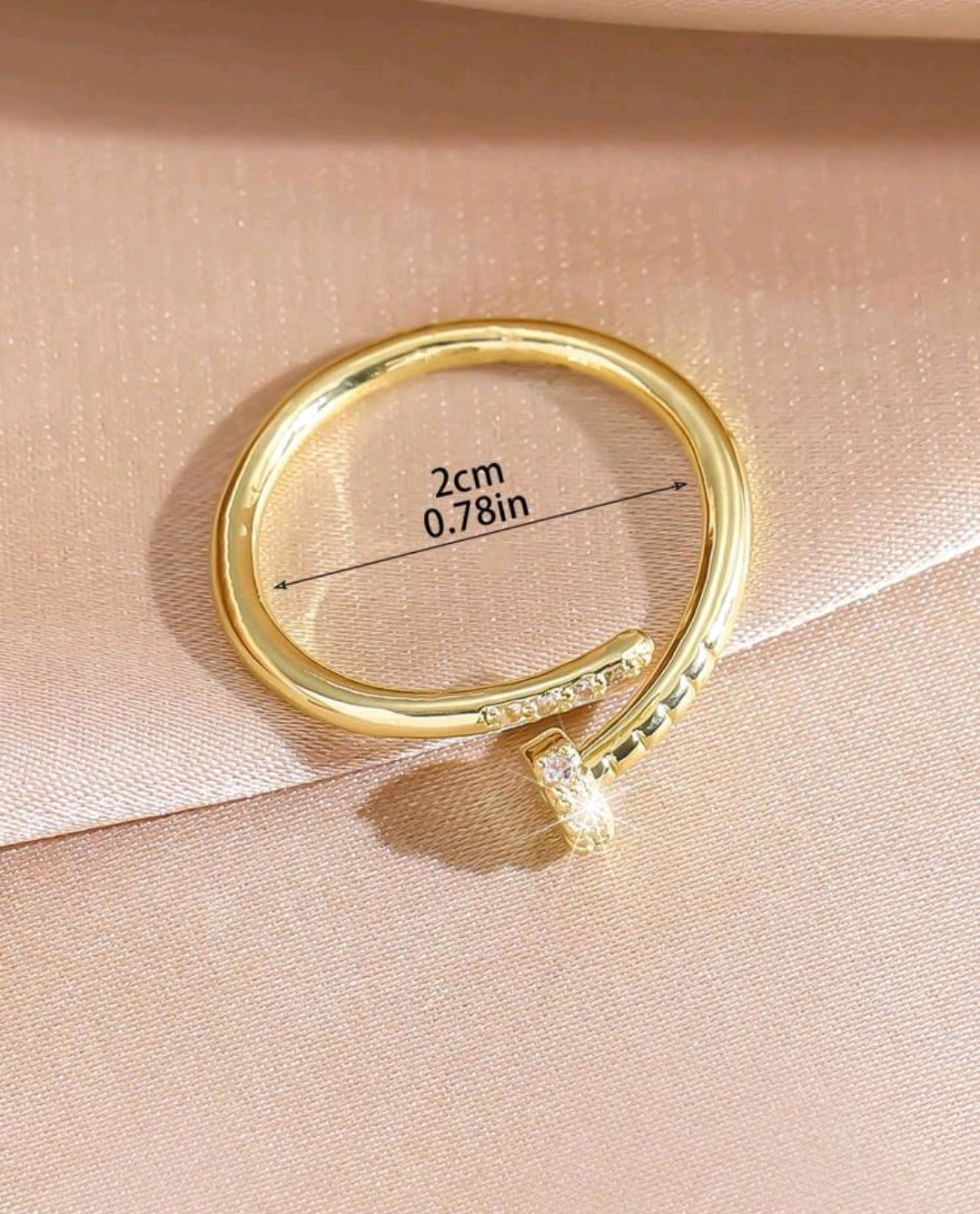 Golden Nail Adjustable Zirconia Ring.