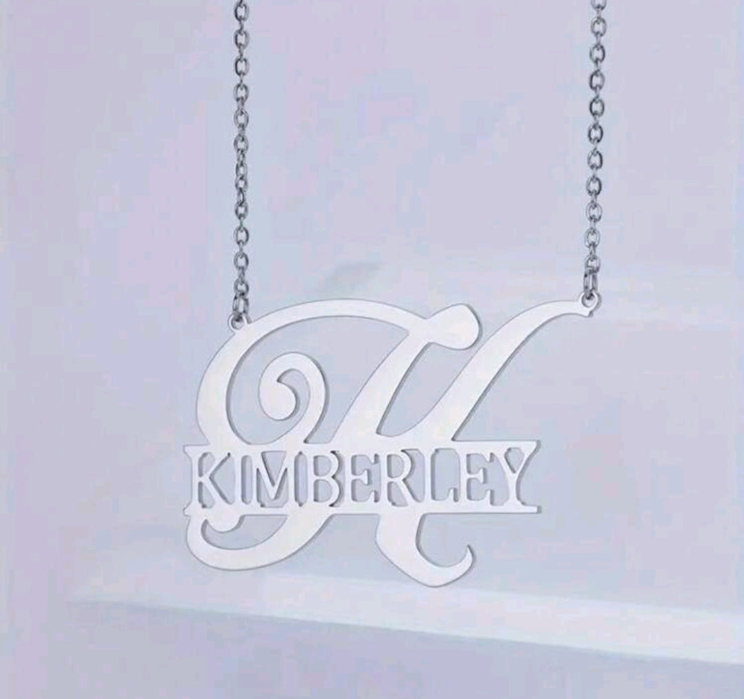 18k Gold-Plated Stainless Steel, Big name Intial necklace.[MJ046]