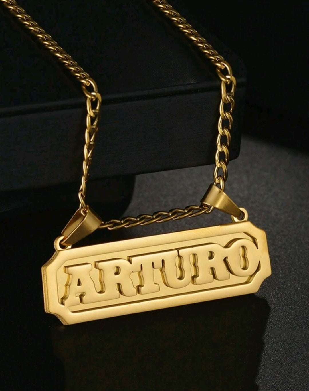 18k Gold-Plated Stainless, Nameplate Necklaces.