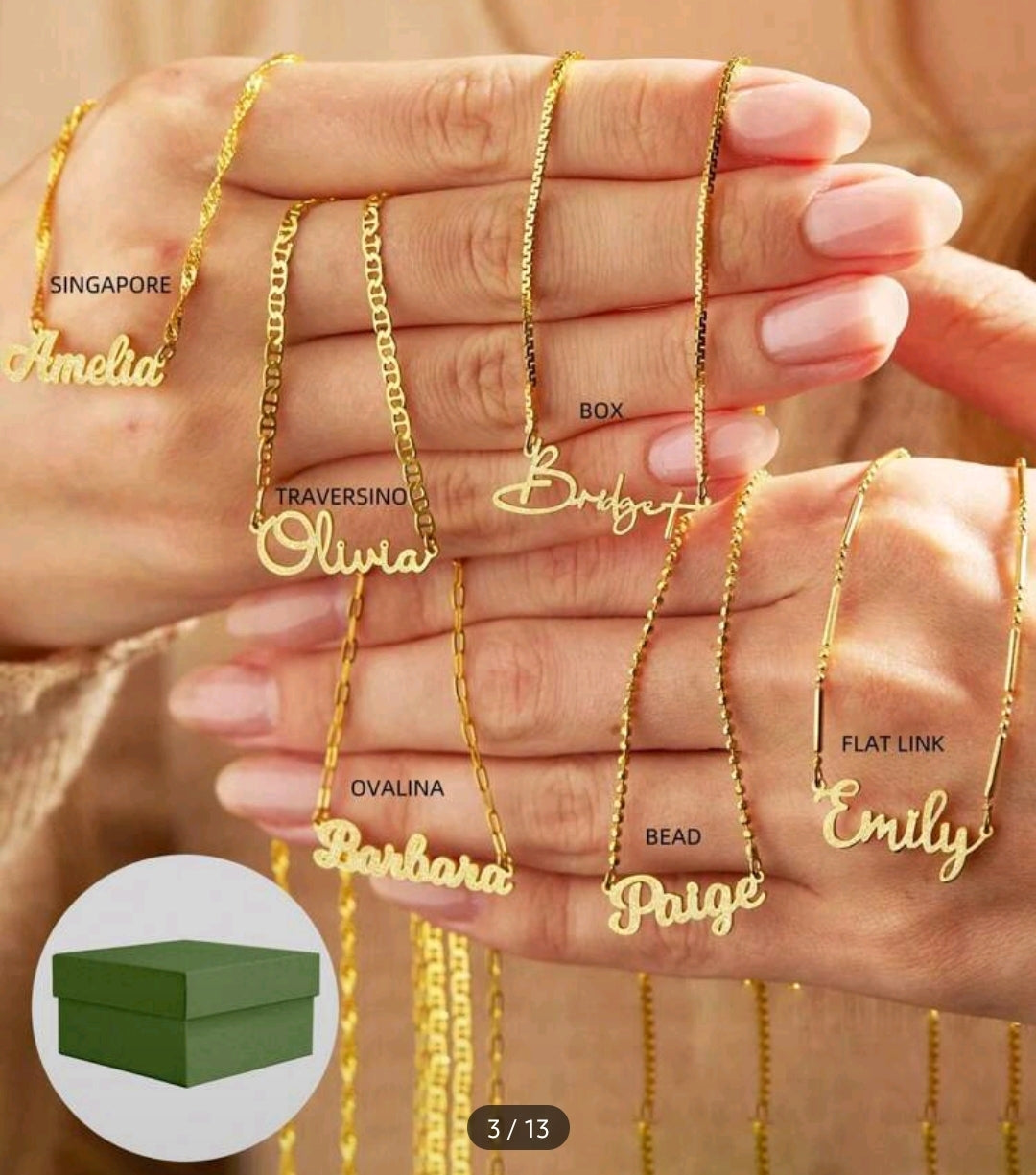18k Gold-Plated, stainless steel,Name chain.Choose your Chain link and Font style.[MJ049]
