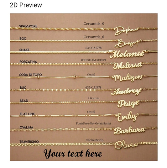 18k Gold-Plated, stainless steel,Name chain.Choose your Chain link and Font style.[MJ049]