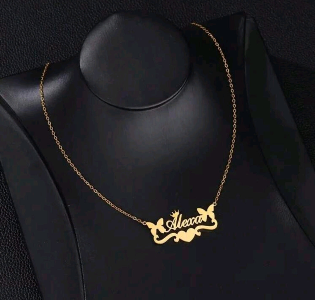 Stainless steel,butterfly name necklace[MJ051]