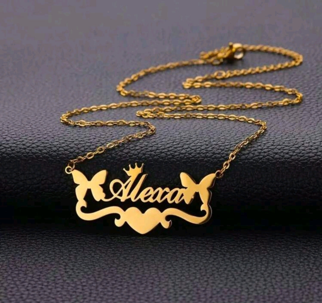 Stainless steel,butterfly name necklace[MJ051]