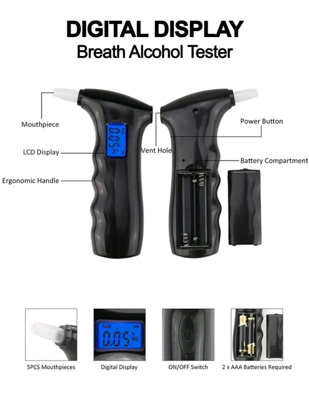 Professional Breathalyzer, Digital Breath Alcohol Tester For Personal Use