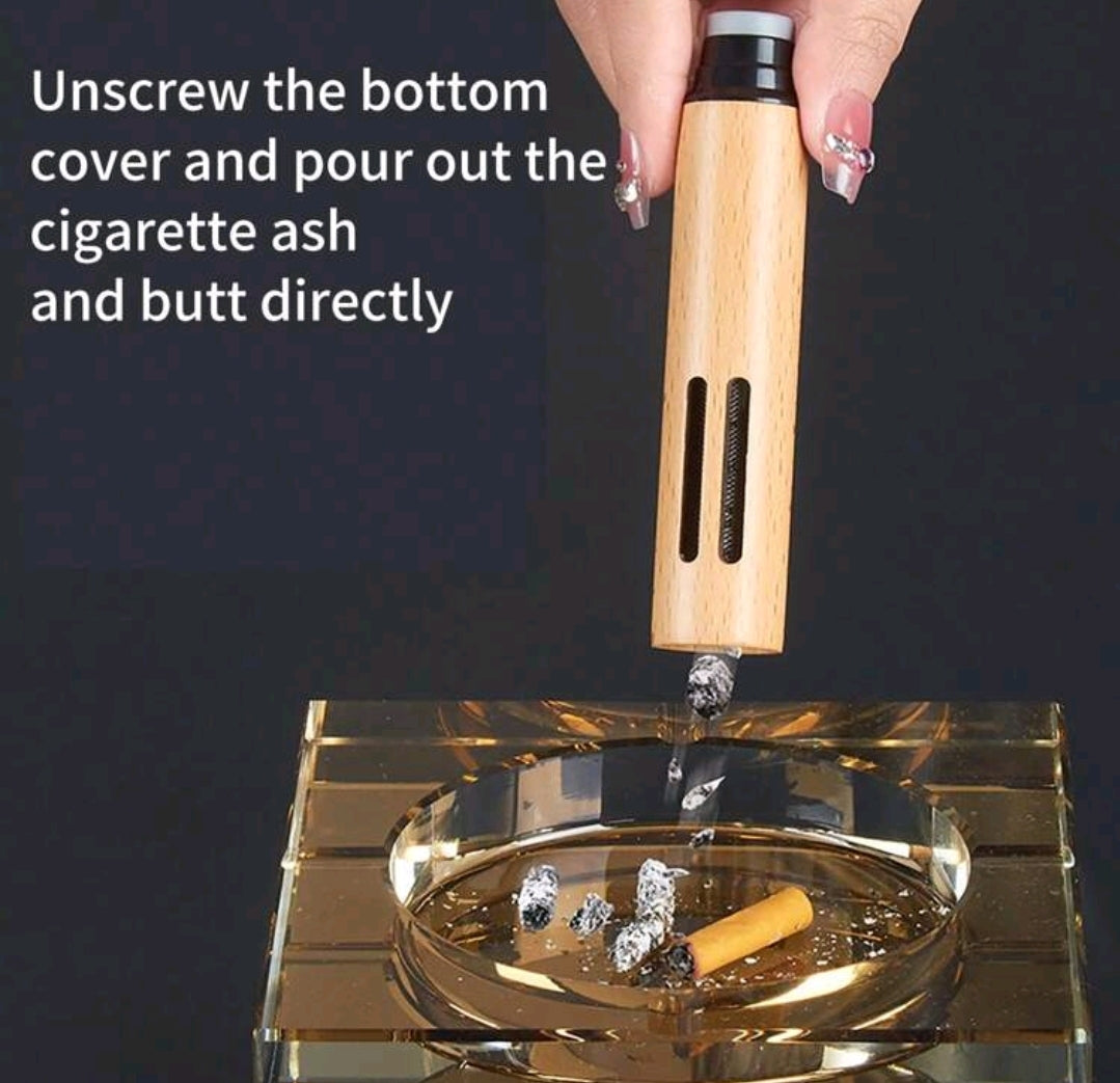 1pc Portable Mini Wooden Car Ashtray - No Ash Falling, Wooden Ashtray And Vehicle Interior Accessories Storage Box, Fit 3 Sizes, Smokeless Ashtray Suitable For Office And Car Use