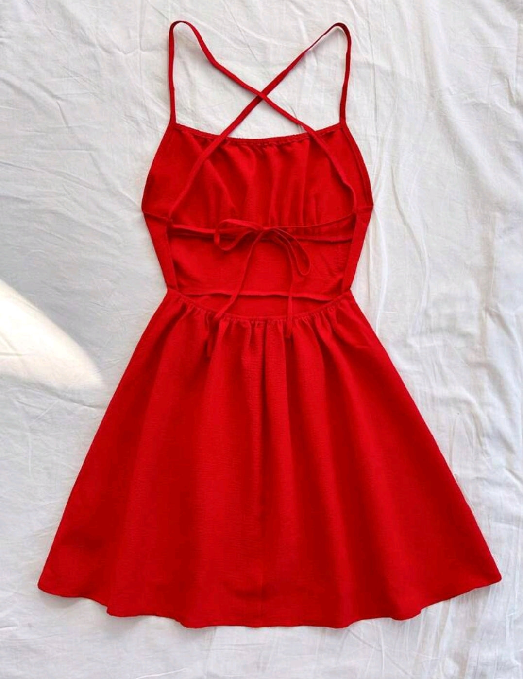 Sexy Red Cross Strap Backless Camisole Mini Dress