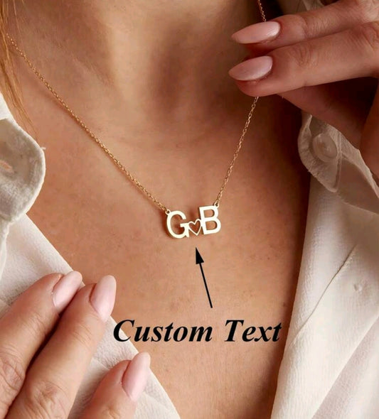 Minimalist custom two letter heart splicing name chain.[MJ061]