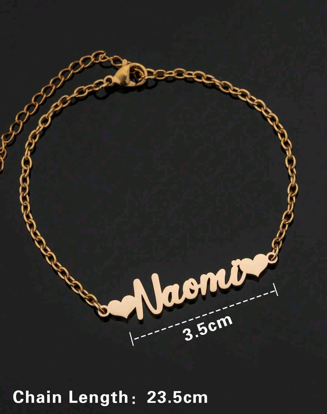 Personalized Minimalist, Stainless Steel, Heart Shaped Custom Name Anklet, 18k Gold Plated.MJ062]