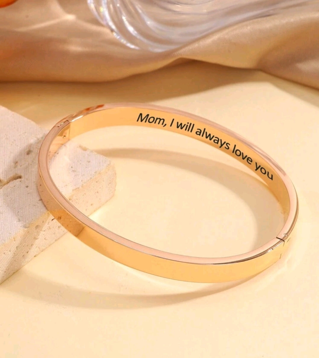 Custom Engraved Text Cuffs, 18k Gold-Plated Stainless Steel Bangles(20 character max including space)[MJ067]
