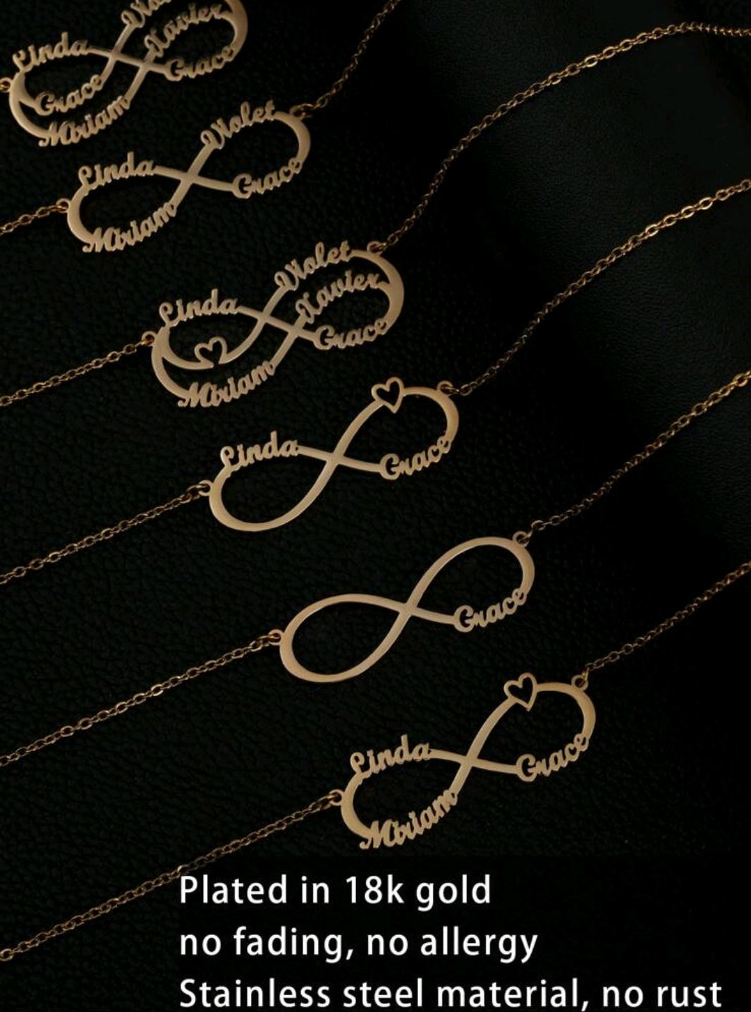 Infinity Name Necklaces.Add up to 6 names [MJ070]